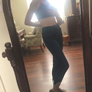 American Eagle high rise jeans w/ distressed cuffs